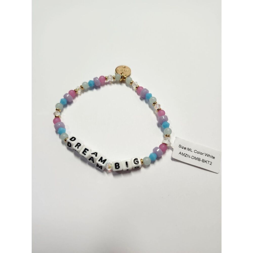 Little Words Project Dream Big Beaded Bracelet - Pastel Pink Blue Lavender